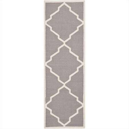 Safavieh 2 Ft. -6 In. X 10 Ft. Runner Contemporary Dhurries- Grey And Ivory- Flatweave Rug DHU567A-210